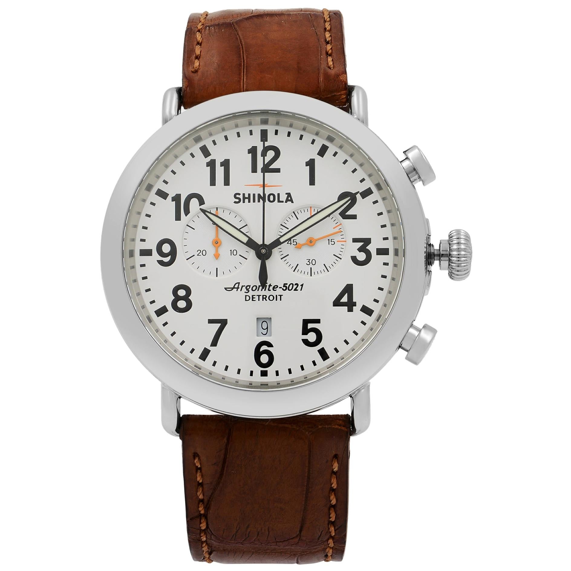 Shinola The Runwell Chrono White Arabic Dial Quartz Men's Watch S0100045