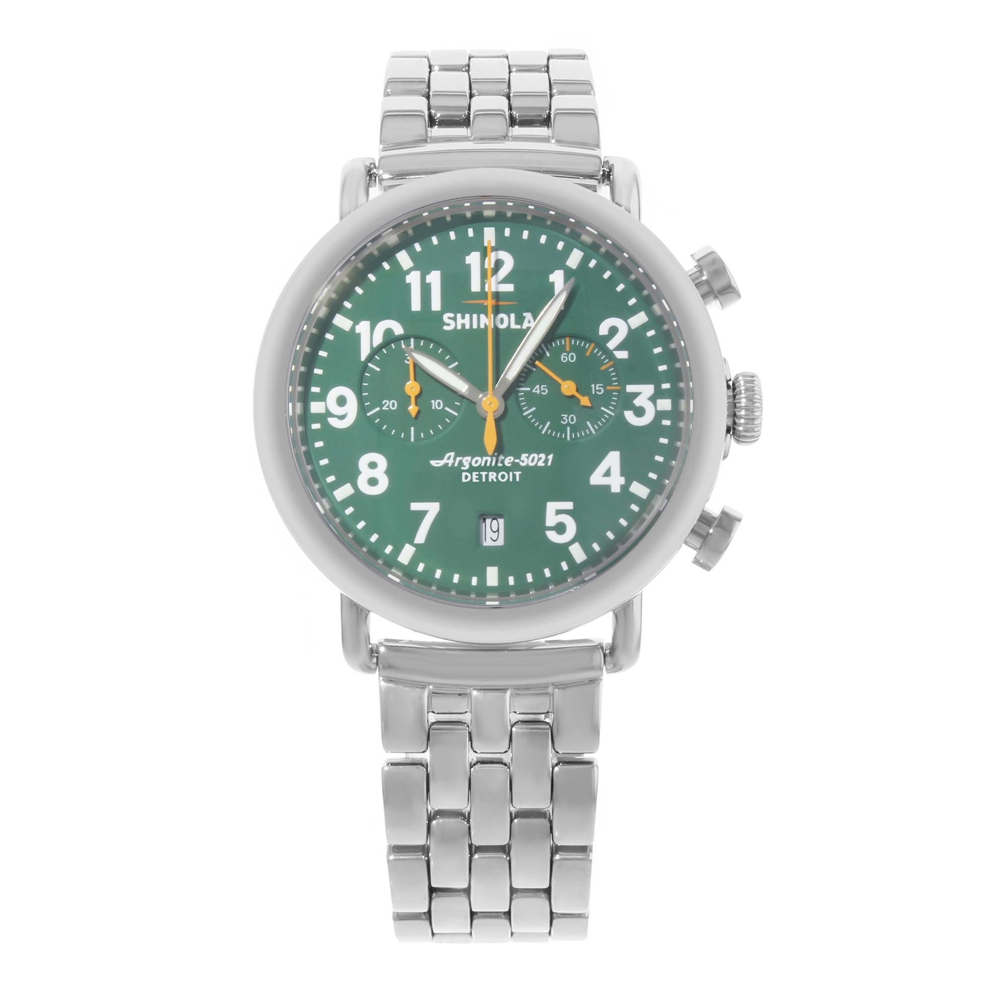 Shinola The Runwell Steel Chronograph Green Dial Quartz Men's Watch 10000063 1