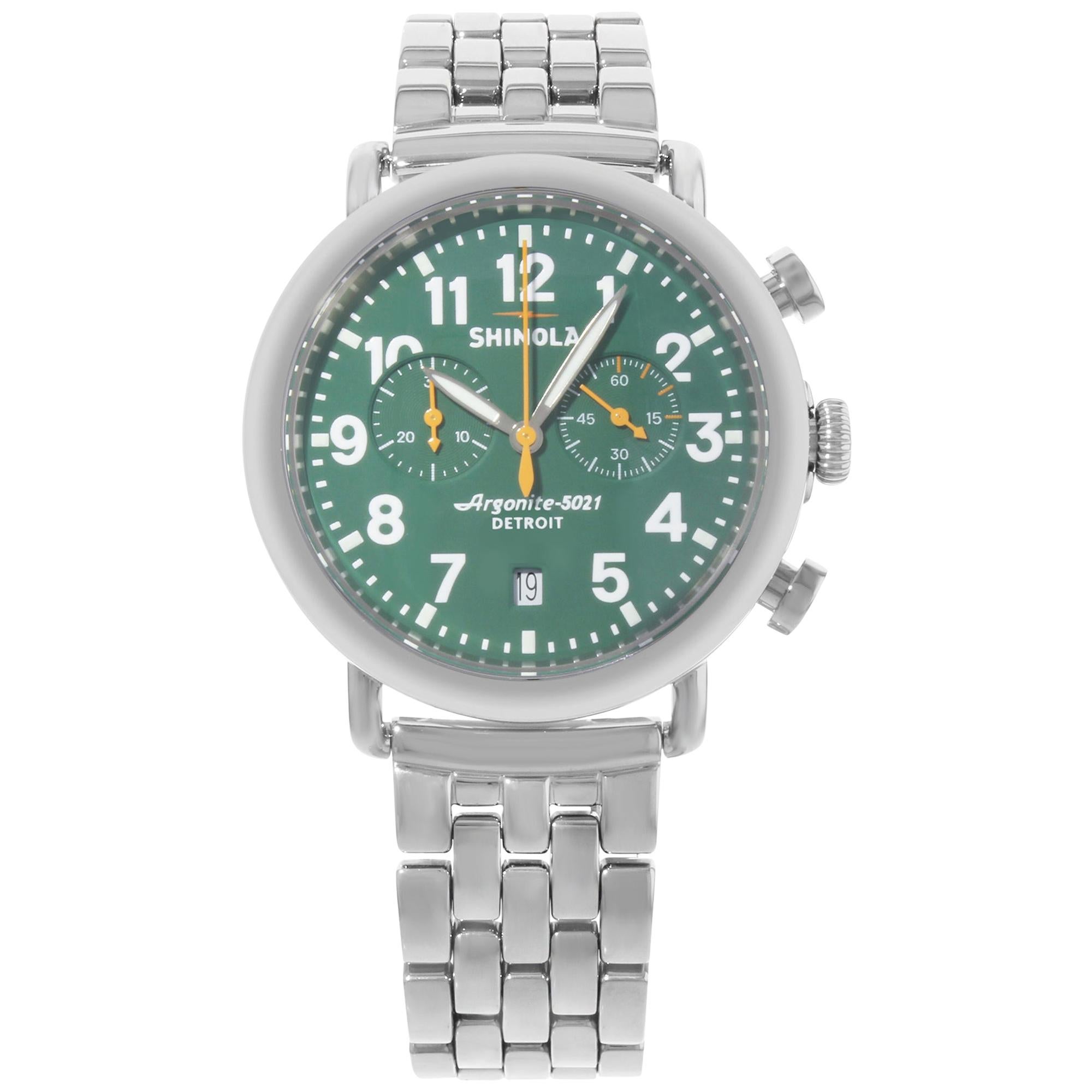 Shinola The Runwell Steel Chronograph Green Dial Quartz Men's Watch 10000063