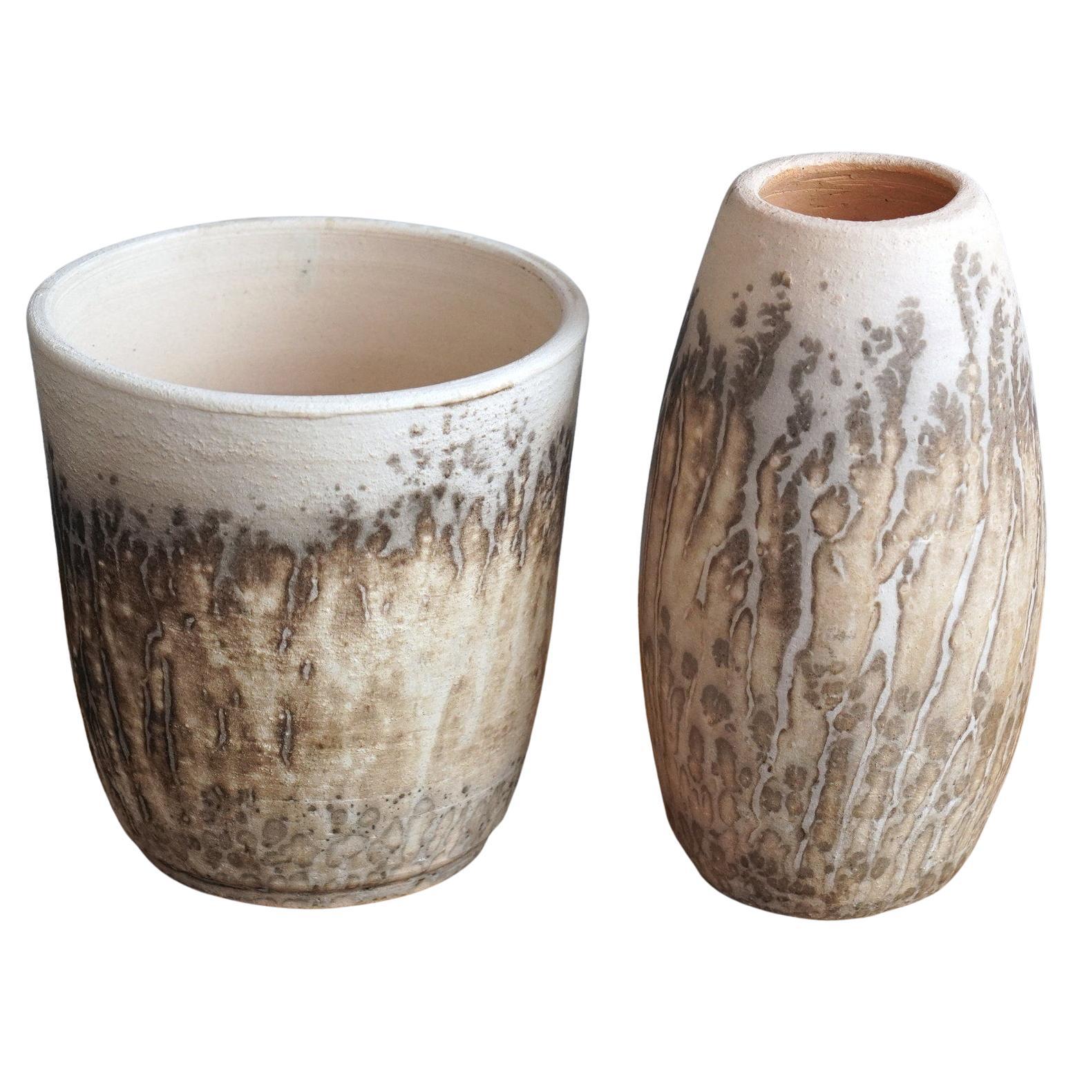 Shinsen & Tsuri Raku Pottery Vase - Obvara - Handmade Ceramic Home Decor