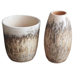 Vase en poterie Shinsen & Tsuri Raku - Obvara - Décoration intérieure en céramique faite à la main