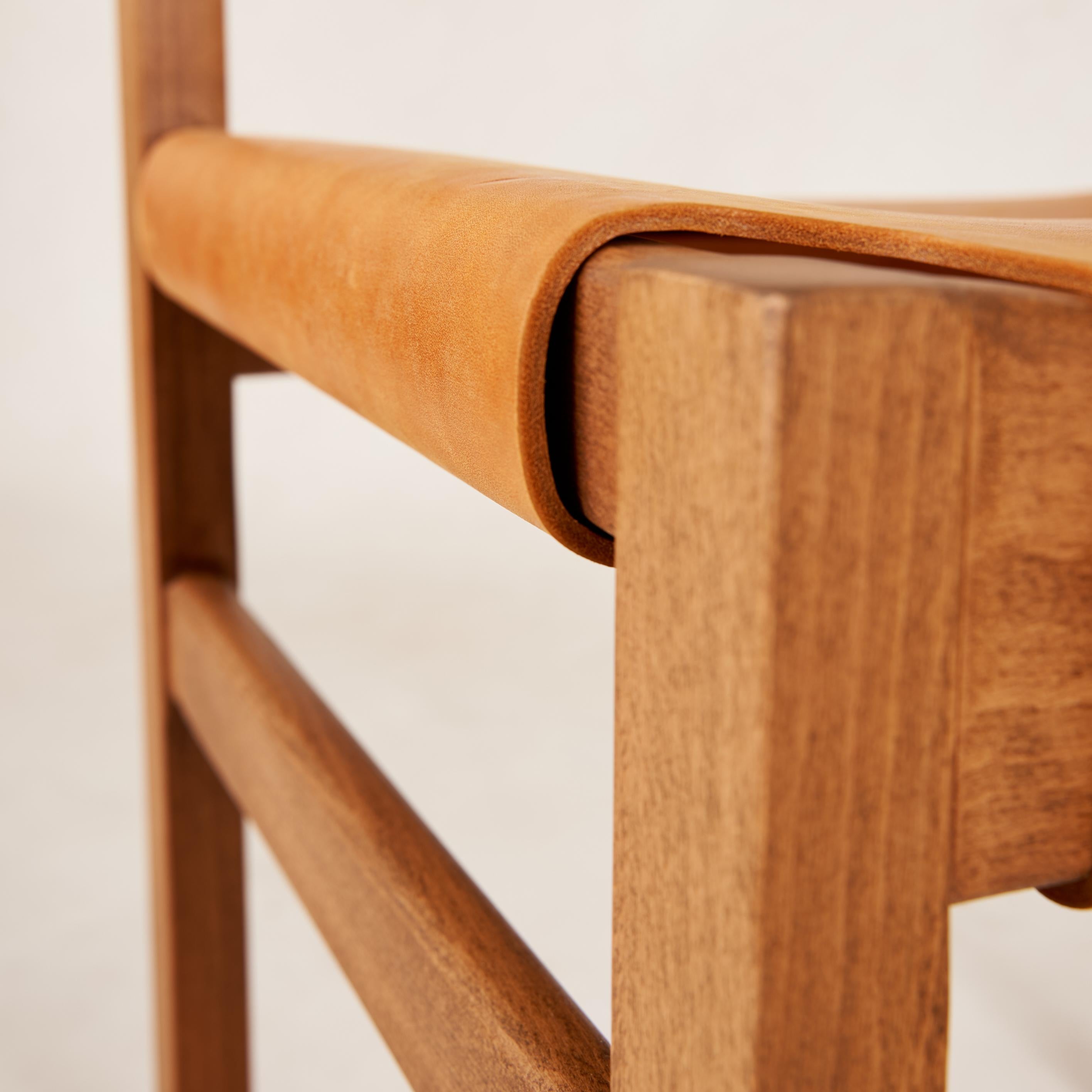 Shinto Bar Stool- Persimmon on Walnut In New Condition In Los Angeles, CA