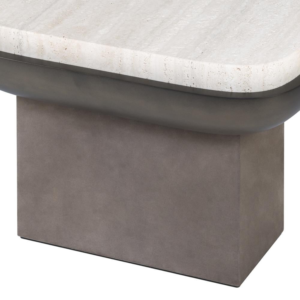 Hand-Crafted Shinto Travertine Side Table For Sale