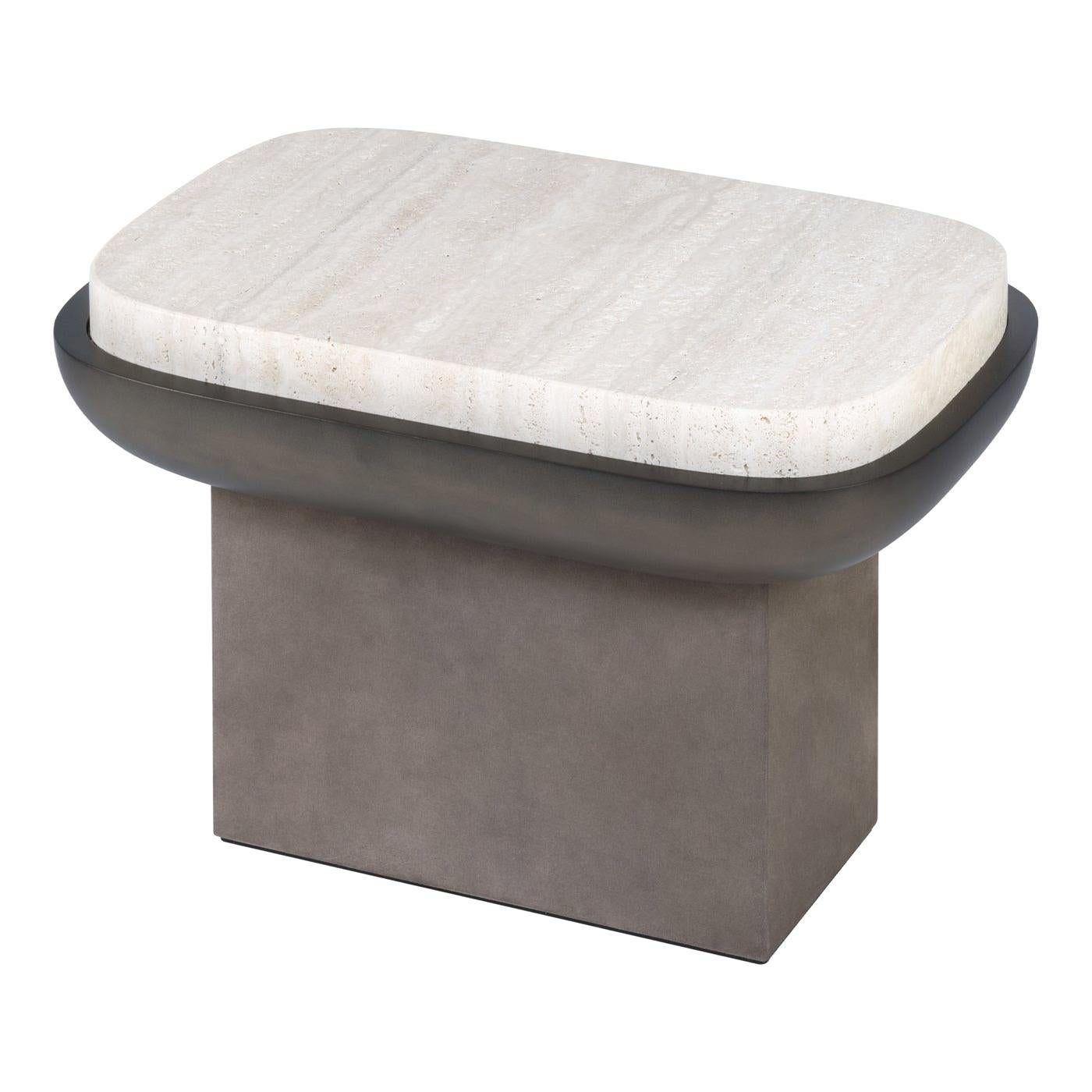 Shinto Travertine Side Table For Sale