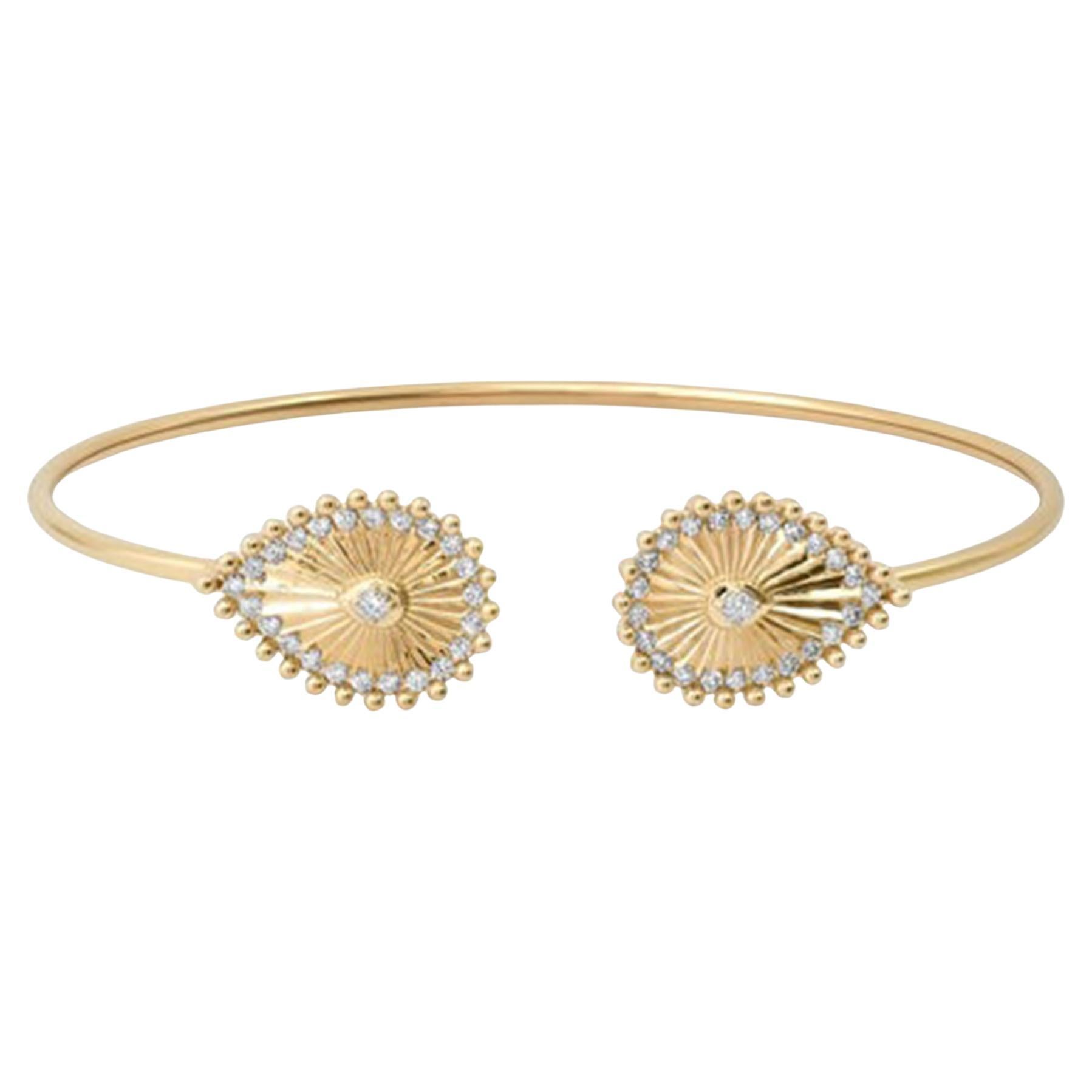 Shiny Bangle 14K (or 18k upon request) Yellow Gold Diamond Bracelet