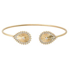 Shiny Bangle 14K (or 18k upon request) Yellow Gold Diamond Bracelet