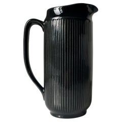 Shiny Black 1960s Rörstrand Vintage Pitcher Vase, Sweden