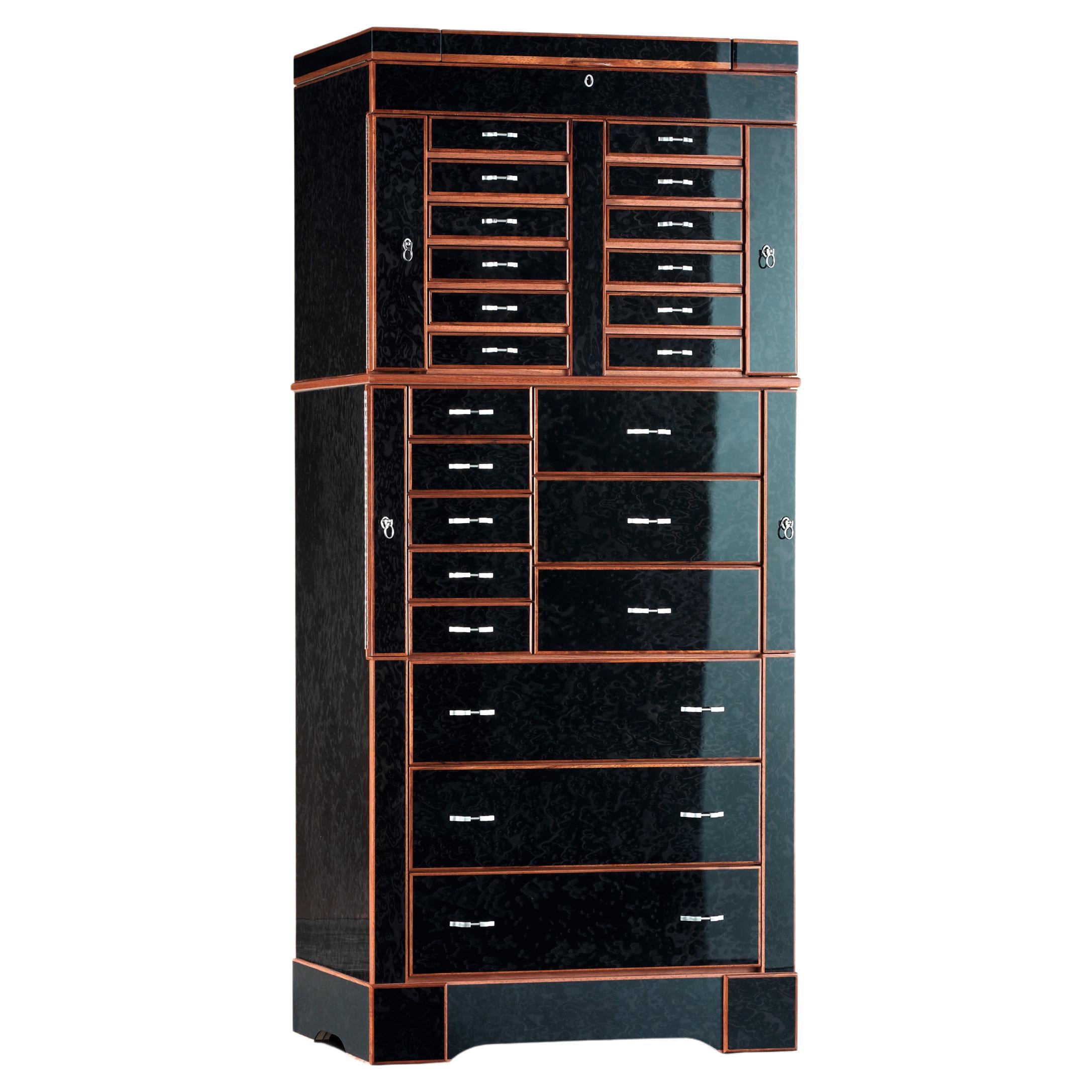 Il Grande Scrigno Shiny Black Armoire by Agresti For Sale