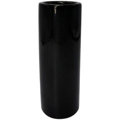 Shiny Black Glazed Cylinder Stoneware Vase by Søholm, 1960s