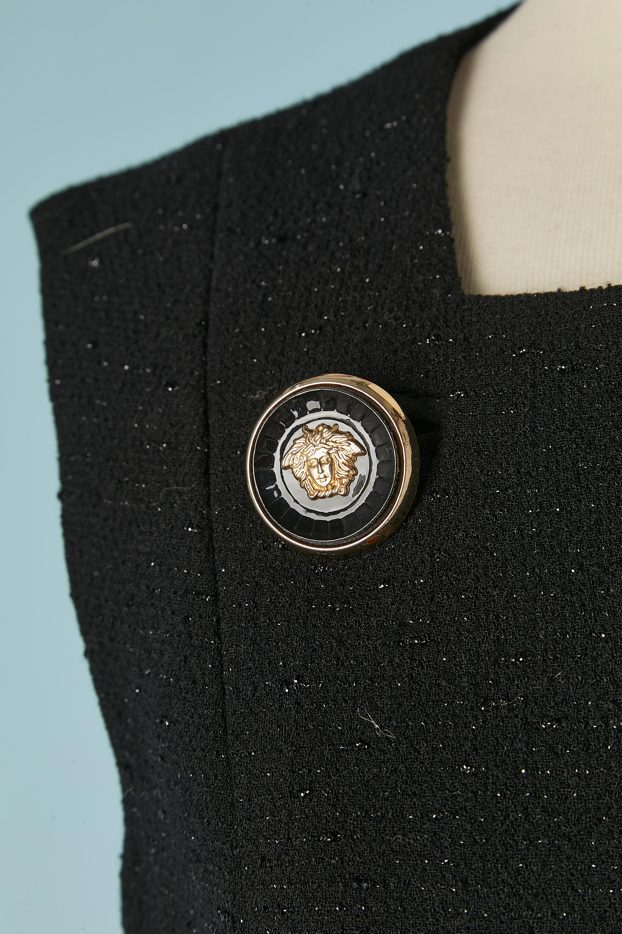 Giacca nera lucida doppiopetto senza maniche Gianni Versace Couture In condizioni ottime in vendita a Saint-Ouen-Sur-Seine, FR