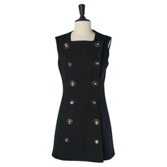 Glänzendes schwarzes zweireihiges ärmelloses Jackett GIANNI VERSACE COUTURE