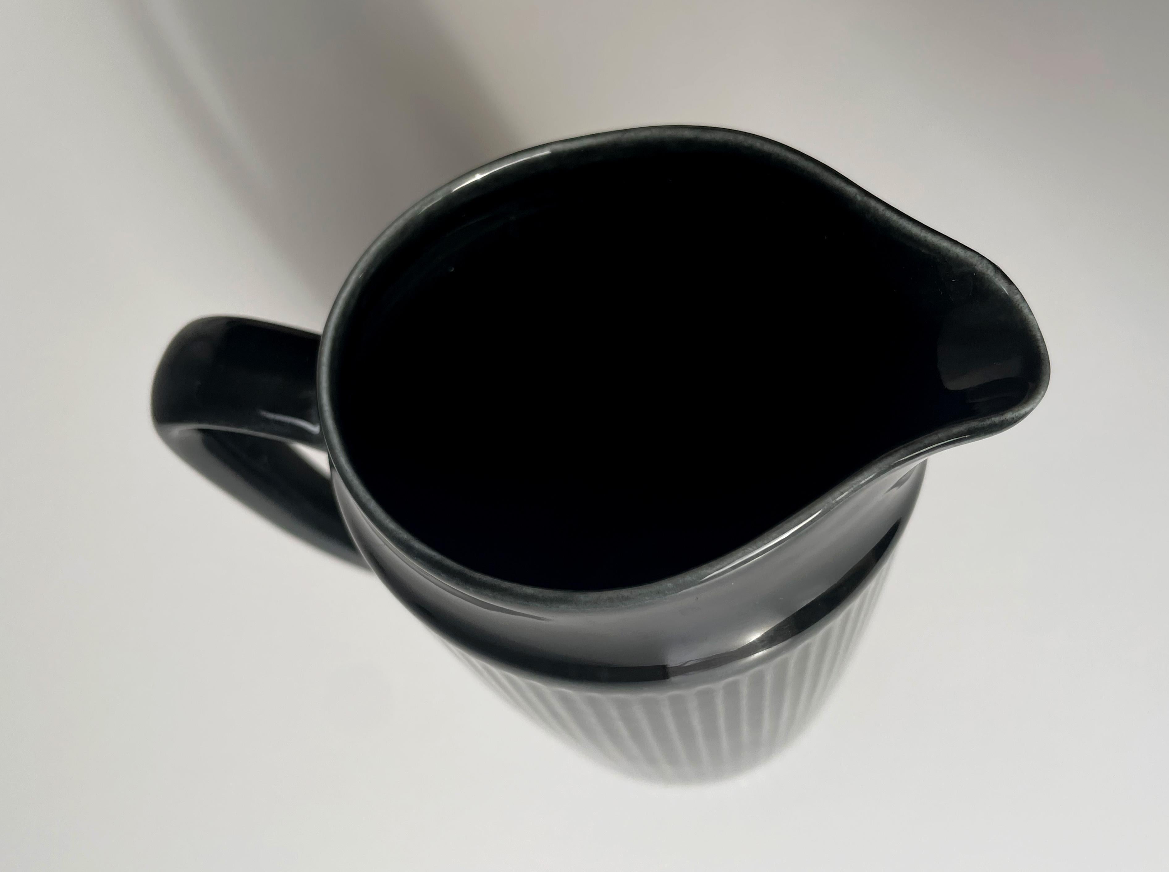 Shiny Black Rorstrand Vintage Pitcher Vase, 1960s In Good Condition For Sale In Copenhagen, DK