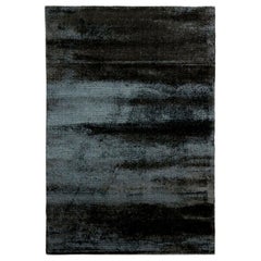 Contemporary Shiny Black Viscose Rug by Deanna Comelllini In Stock 200x300 cm