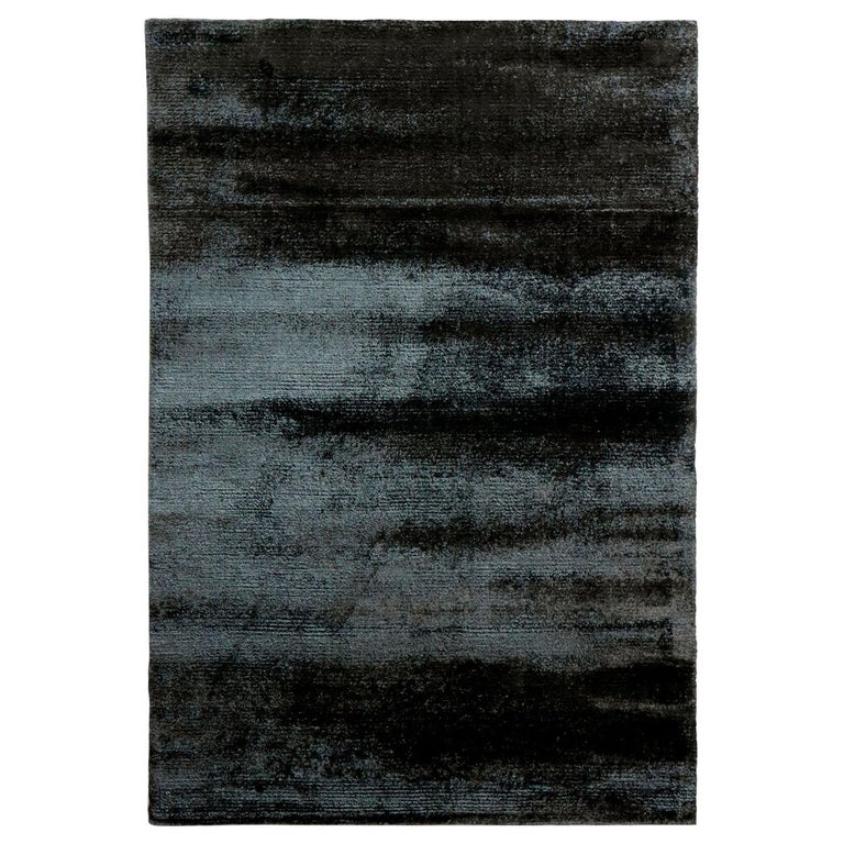 Contemporary Shiny Black Viscose Rug by Deanna Comelllini In Stock 200x300 cm For Sale at 1stDibs