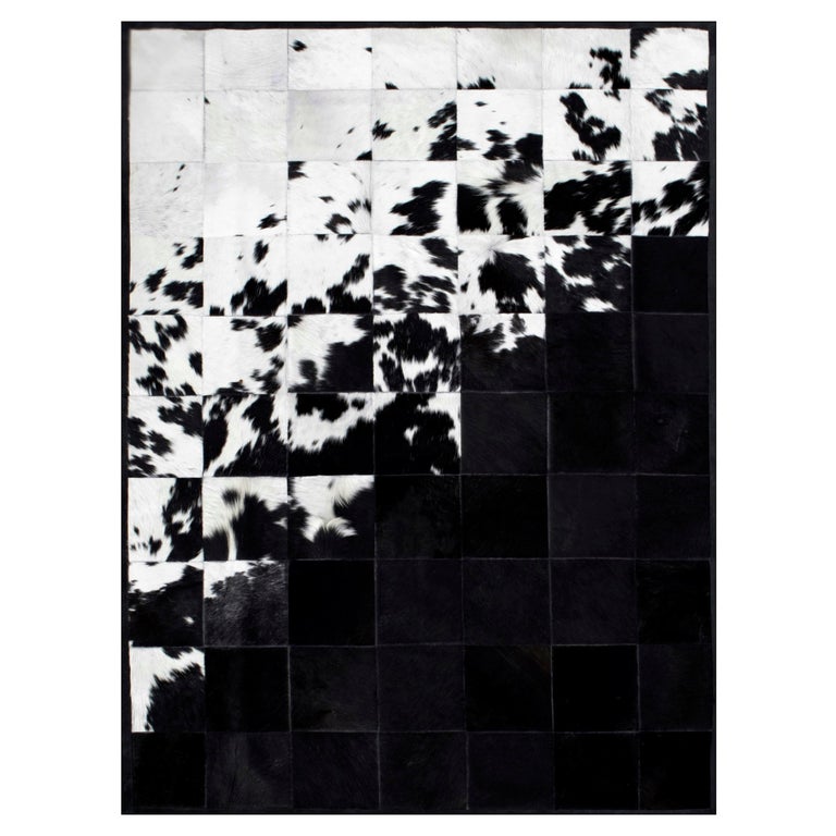 Shiny Black With Rich Creamy White Cuztomizable Degrade Cowhide