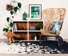 Shiny Black with Rich Creamy White customizable Degrade Cowhide Area Rug Small