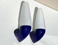 Lampes murales en porcelaine de verre bleu brillant, IFÖ Suède, années 1960