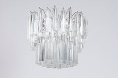 Italian Murano Glass Chandelier, Clear Triedri Prisms, 1960s