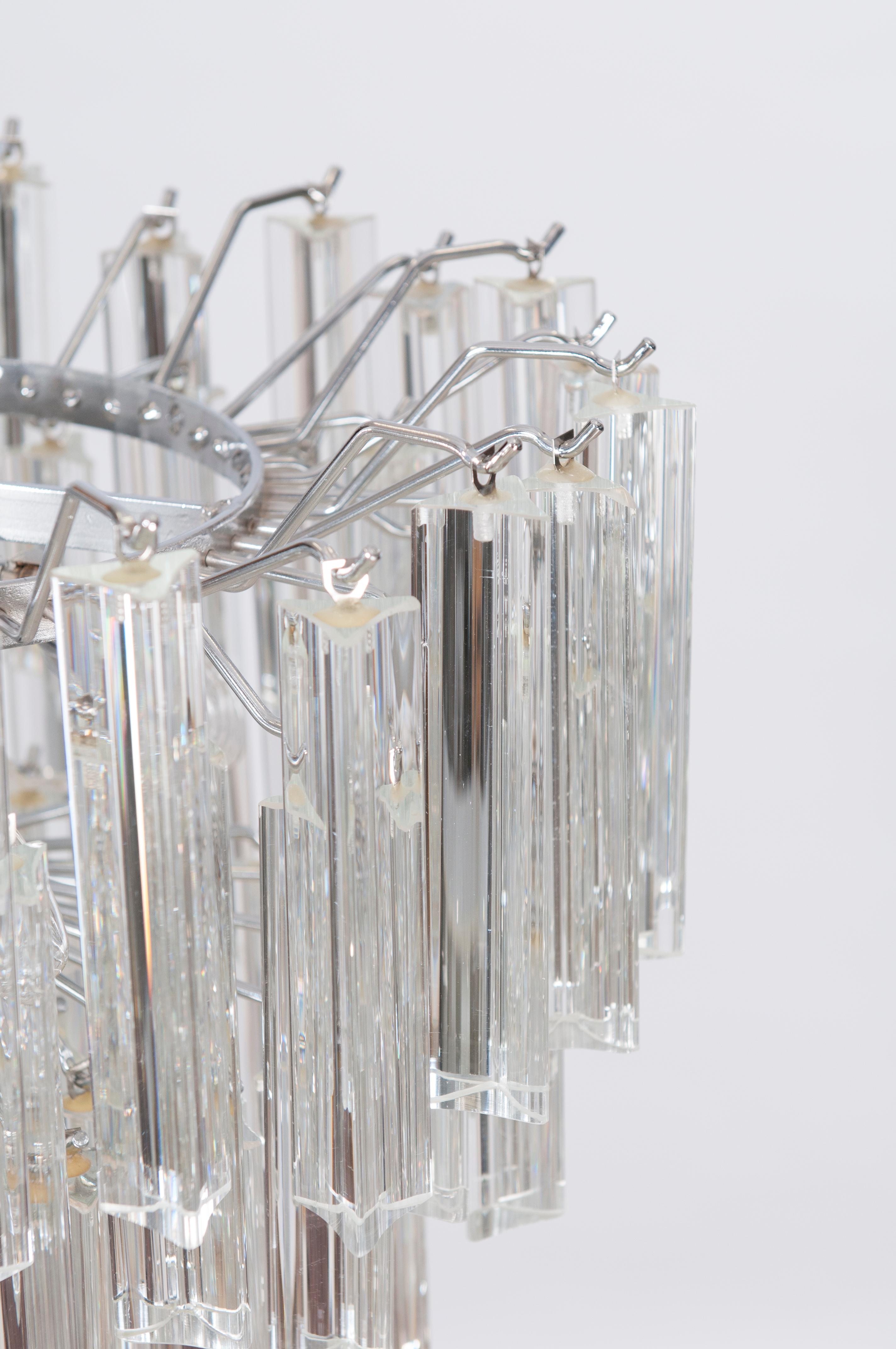 Shiny Camer Murano Glass Chandelier Clear color Trihedrons 1960s Italy For Sale 2