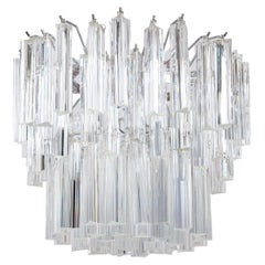 Shiny Camer Murano Glass Chandelier Clear color Trihedrons 1960s Italy