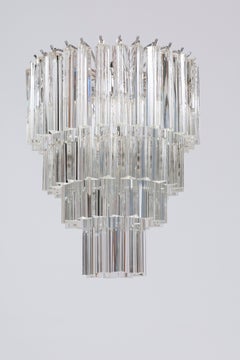 Shiny Camer Trihedrons Murano Glass Chandelier 1970s Venice