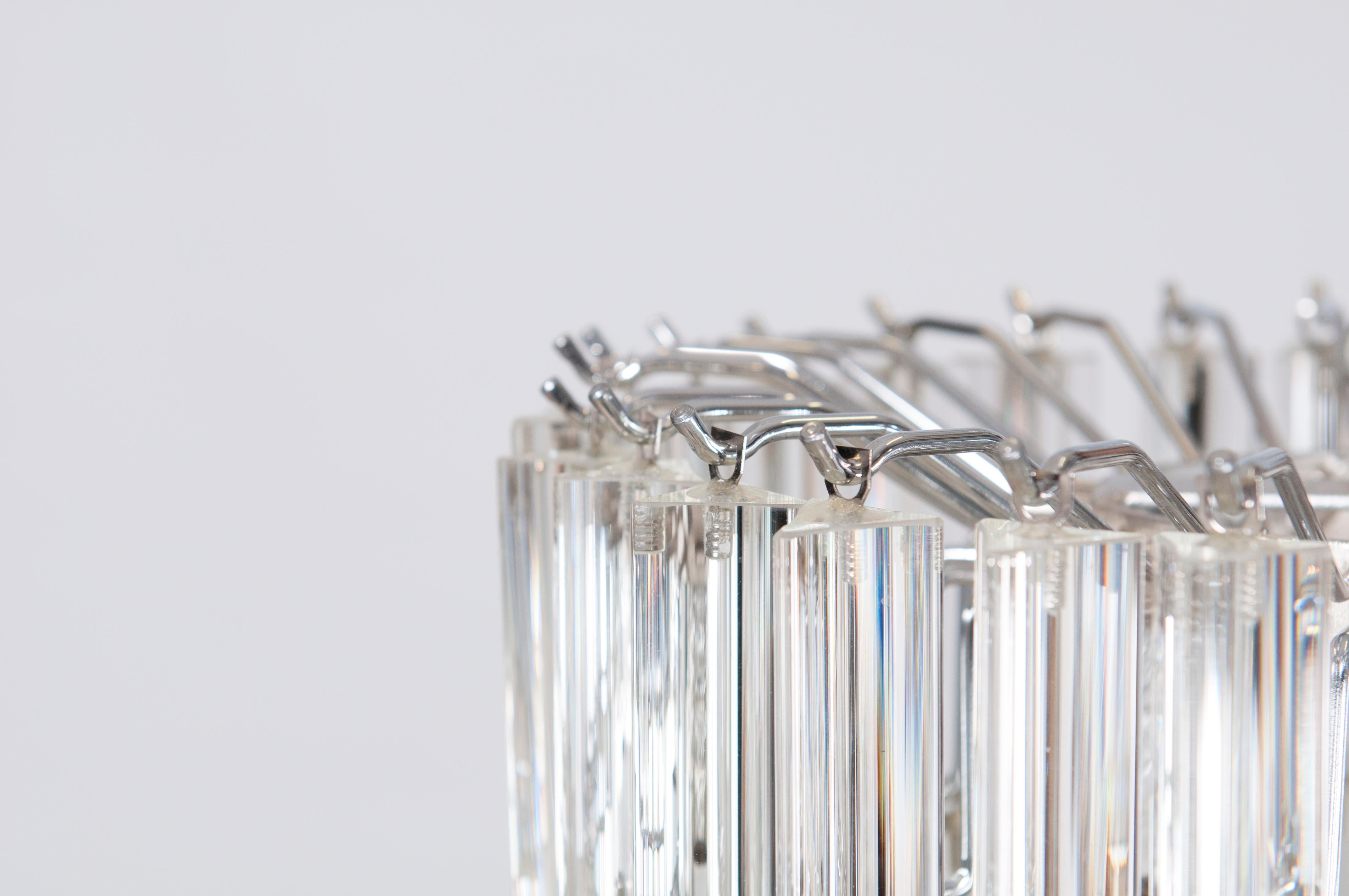 Fatto a mano Lampadario in vetro di Murano a triedri lucidi Camer Glass anni '70 Venezia in vendita