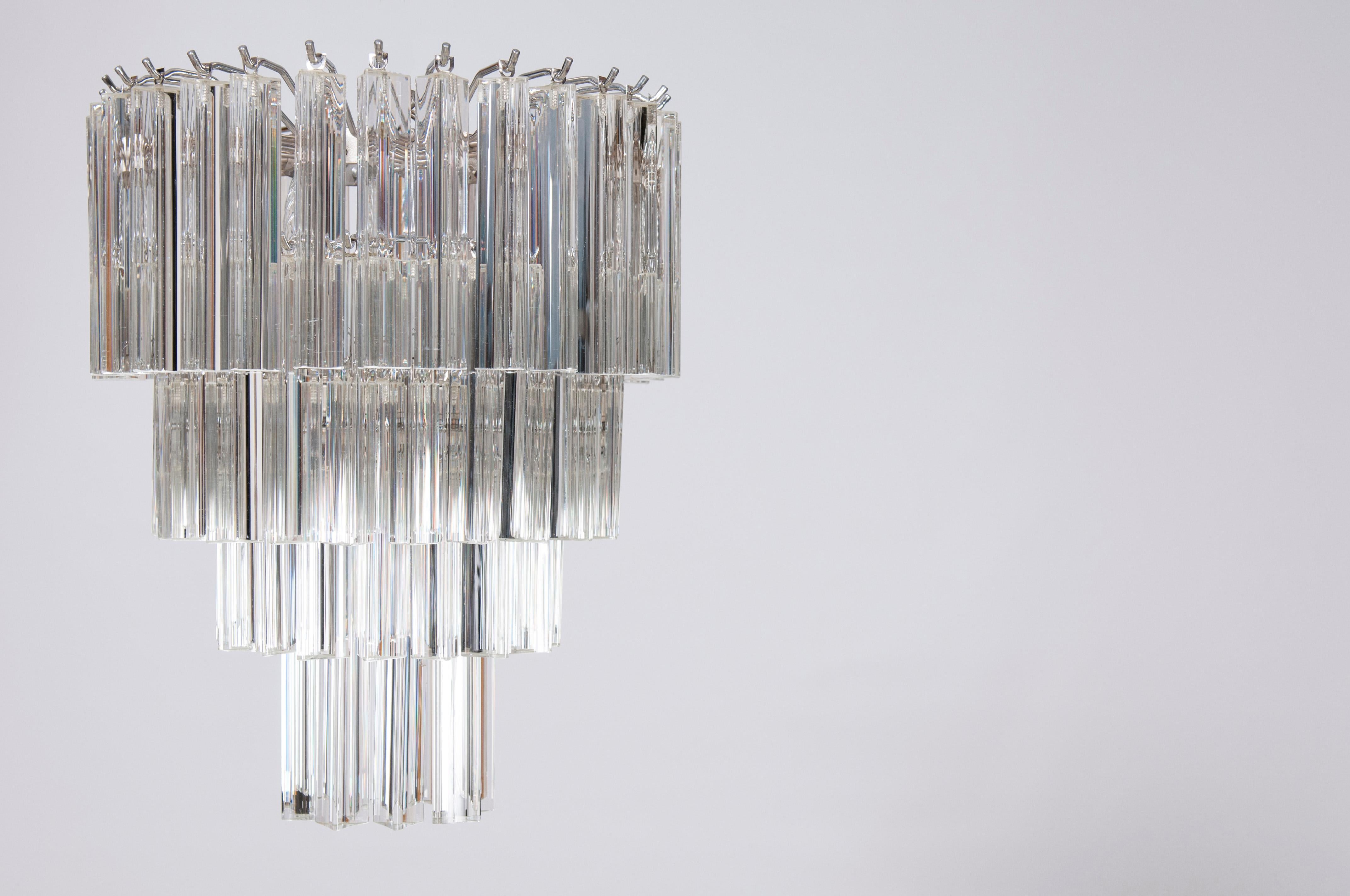 Late 20th Century Shiny Camer Trihedrons Murano Glass Chandelier 1970s Venice For Sale