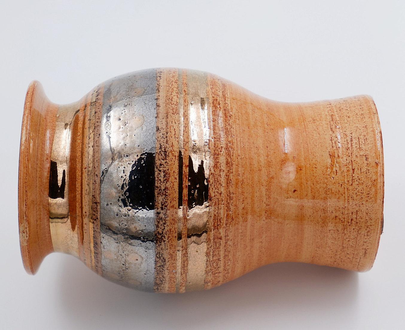 Vaso in ceramica lucida con smalti dorati di Georges Pelletier Vallauris - Anni '60 in vendita 3