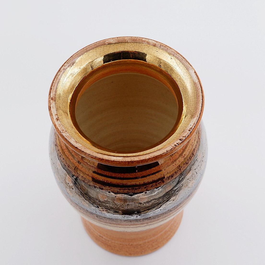 Vaso in ceramica lucida con smalti dorati di Georges Pelletier Vallauris - Anni '60 in vendita 4