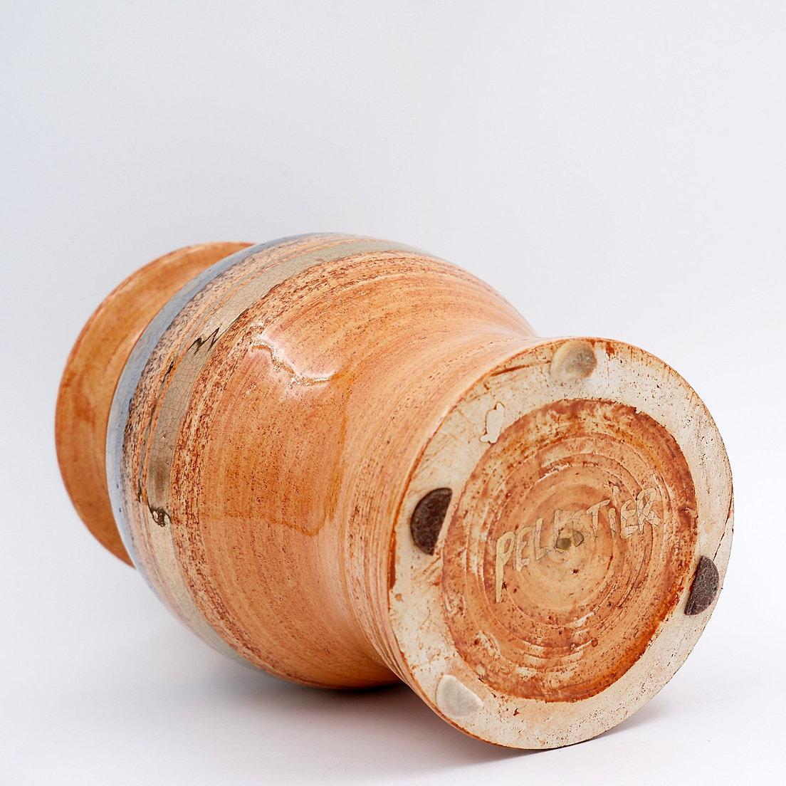 Mid-Century moderno Vaso in ceramica lucida con smalti dorati di Georges Pelletier Vallauris - Anni '60 in vendita