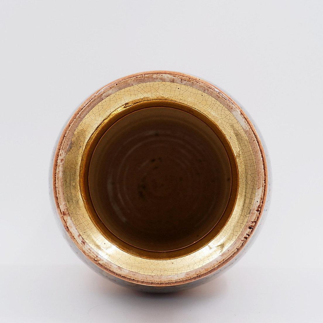 Ceramica Vaso in ceramica lucida con smalti dorati di Georges Pelletier Vallauris - Anni '60 in vendita