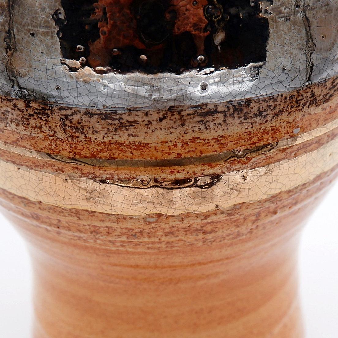 Vaso in ceramica lucida con smalti dorati di Georges Pelletier Vallauris - Anni '60 in vendita 1