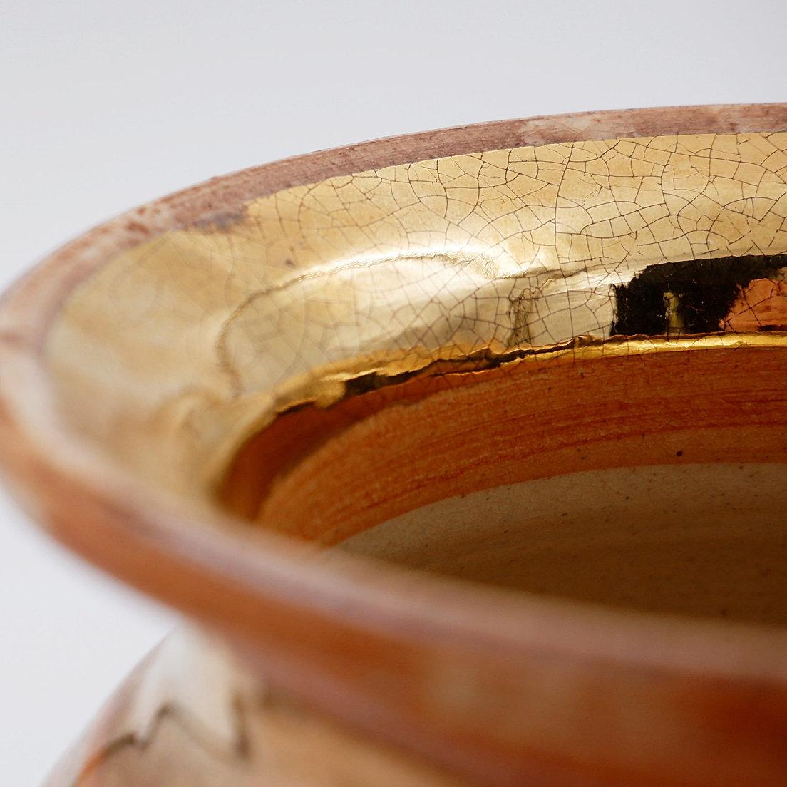 Vaso in ceramica lucida con smalti dorati di Georges Pelletier Vallauris - Anni '60 in vendita 2