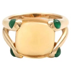 Shiny Citrine Emerald 14K Gold (18K Custom) Cushion Ring