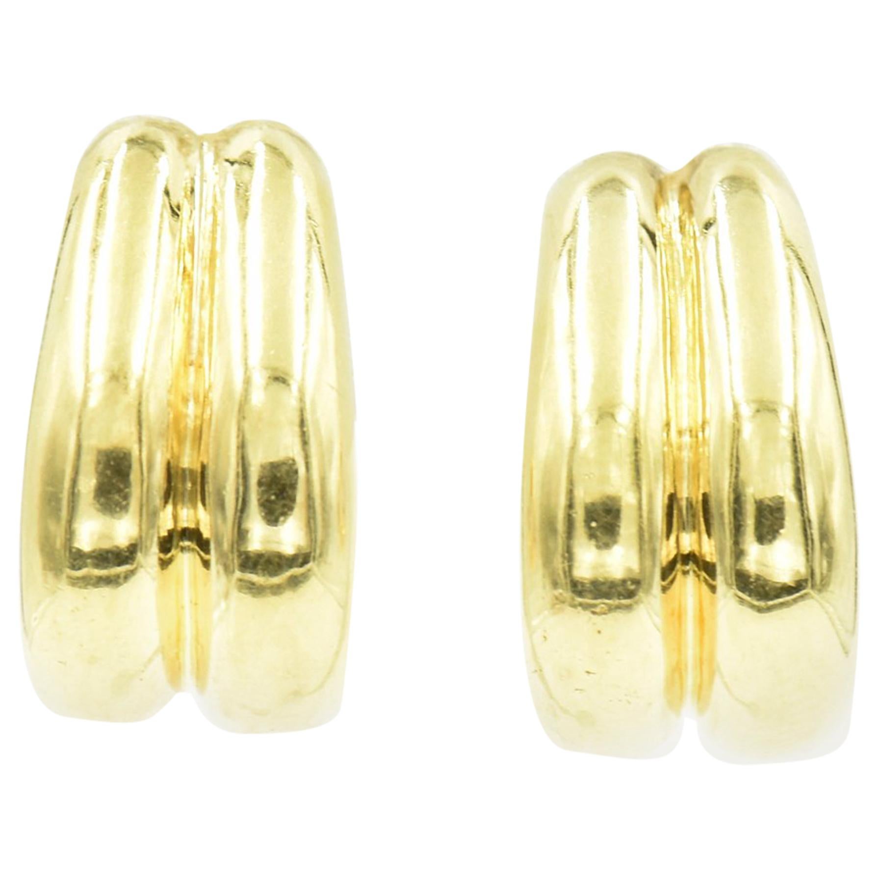 Boucles d'oreilles double créoles en or à finition brillante