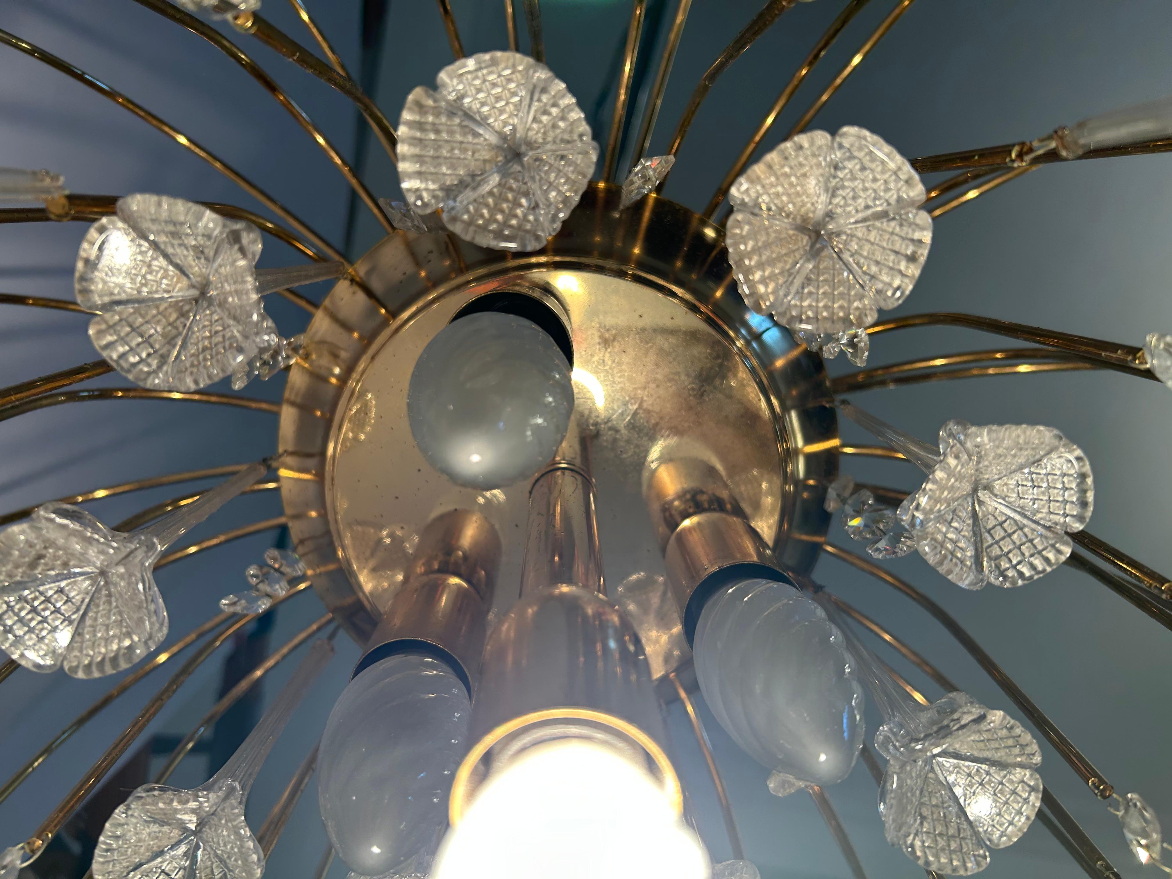 Feu d'artifice de fleurs brillantes, lustre de Murano, années 1980 en vente 1