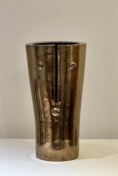 Shiny Gold Ceramic Vase "Golden Idole" Signed by DALO