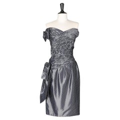 Vestido de cóctel gris brillante con estampado de lunares blancos TORRENTE Couture
