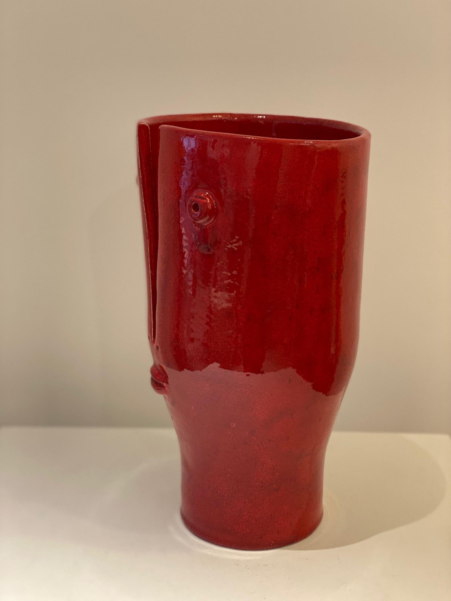 Shiny Red Ceramic Vase 