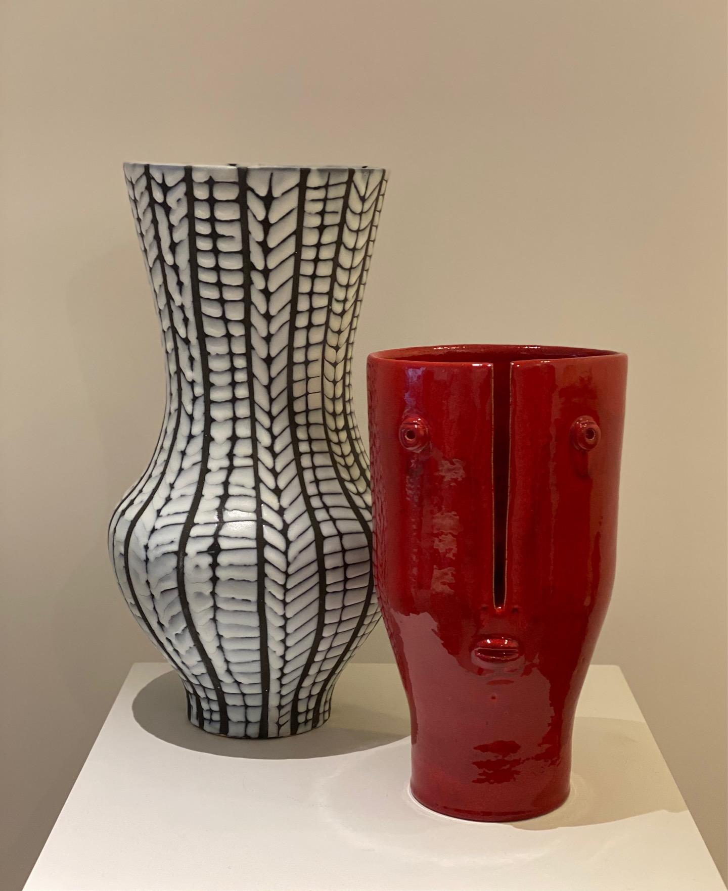 Contemporary Shiny Red Ceramic Vase 