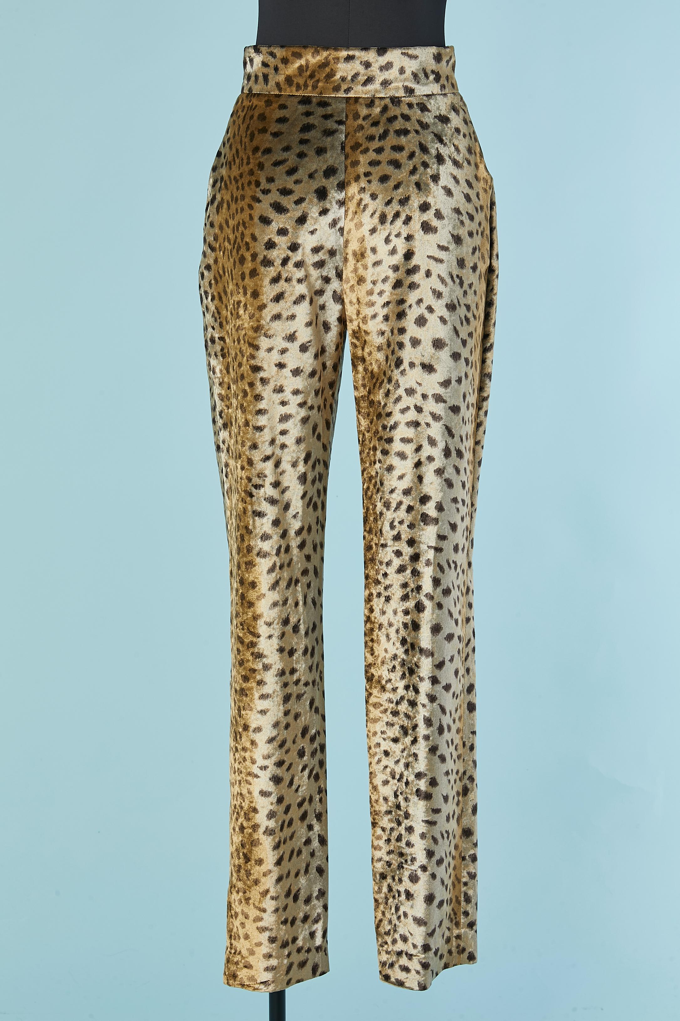 Pantaloni in velluto lucido con stampa animalier e cintura Sonia Rykiel In condizioni ottime in vendita a Saint-Ouen-Sur-Seine, FR