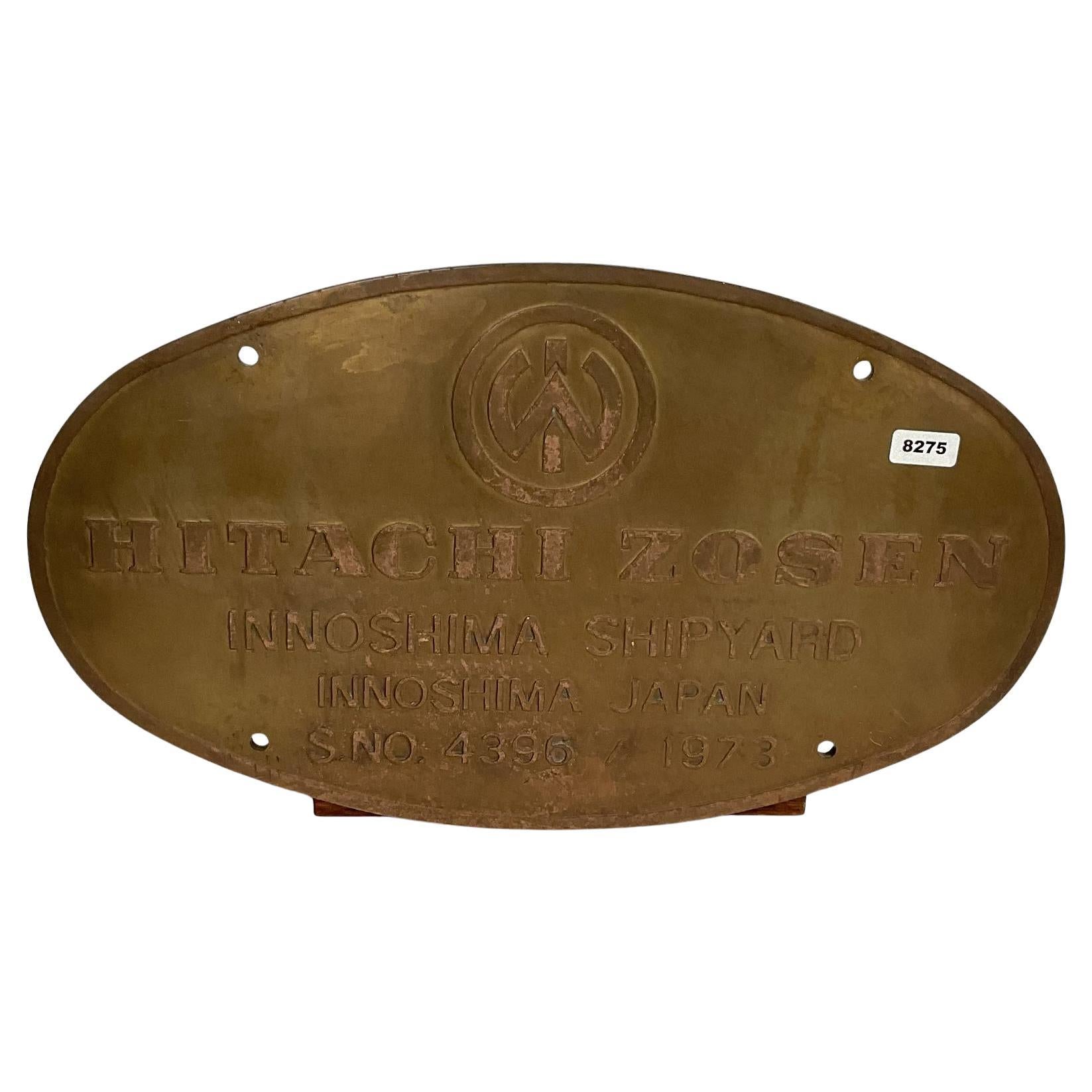 Ship Builders Plate from the Hitachi Zosen