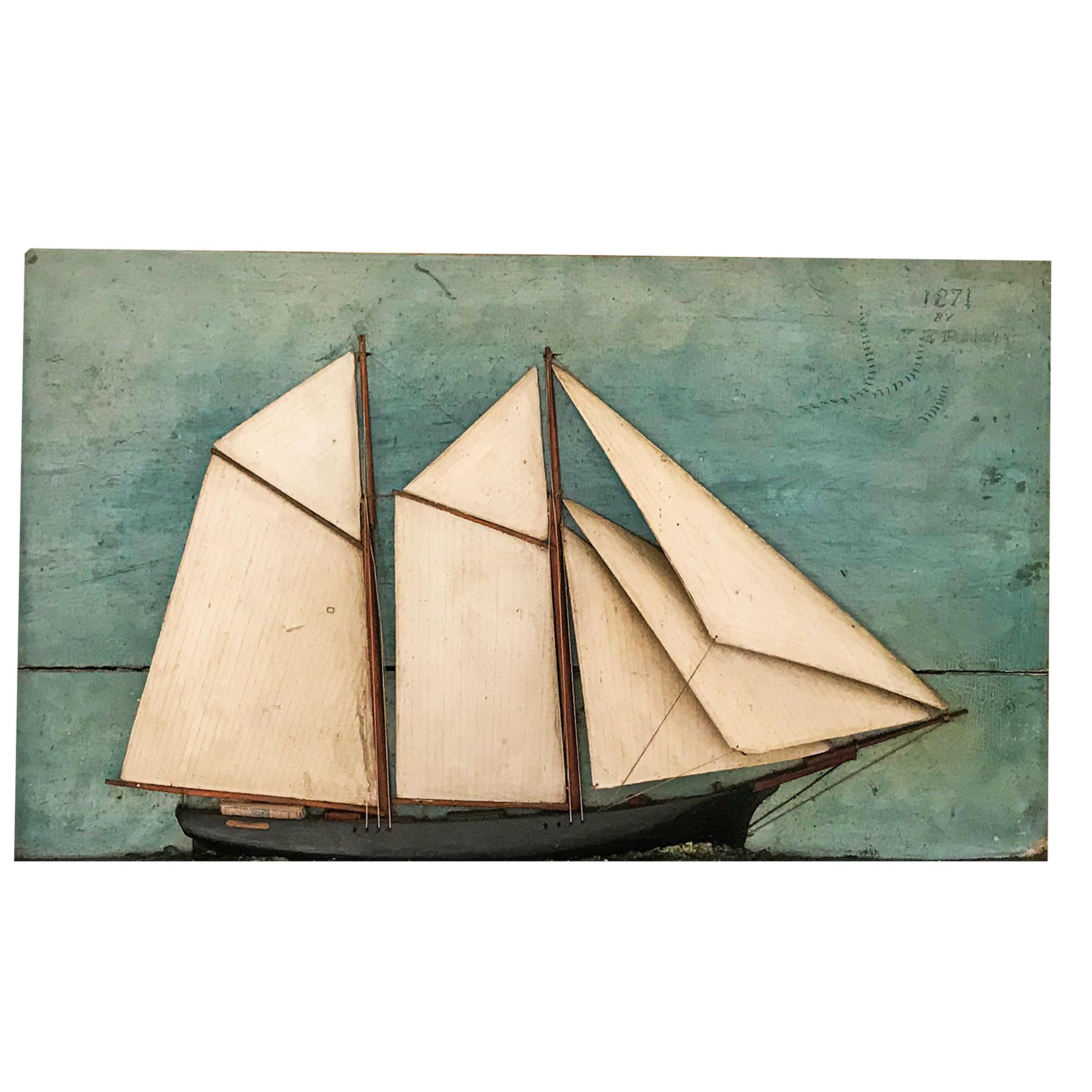 North American Ship Diorama of a Schooner