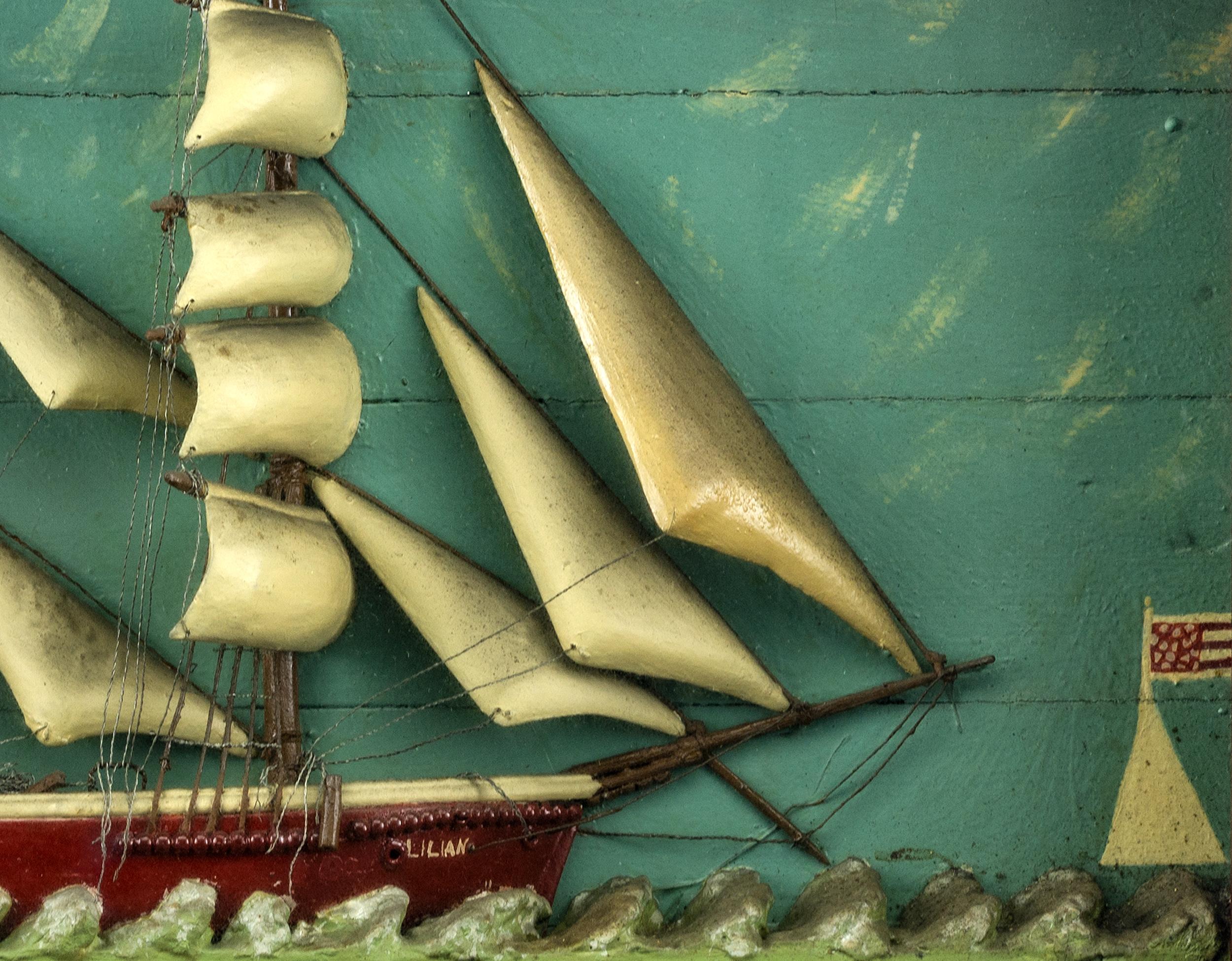 Hand-Carved Ship Diorama of the Vessel 