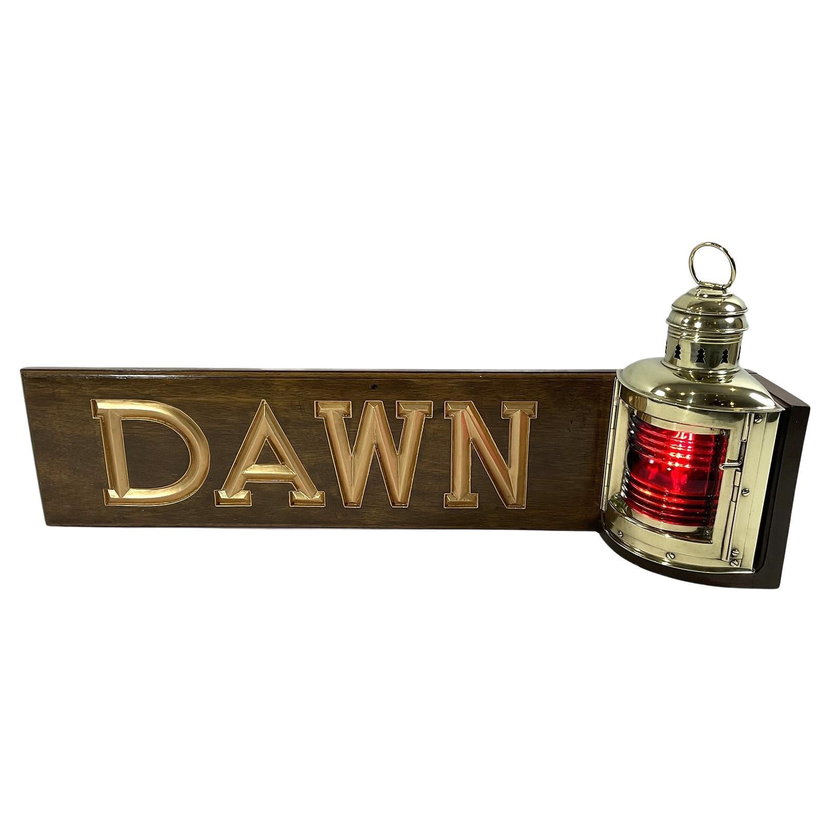 Ship Lantern with Nameboard "Dawn" For Sale