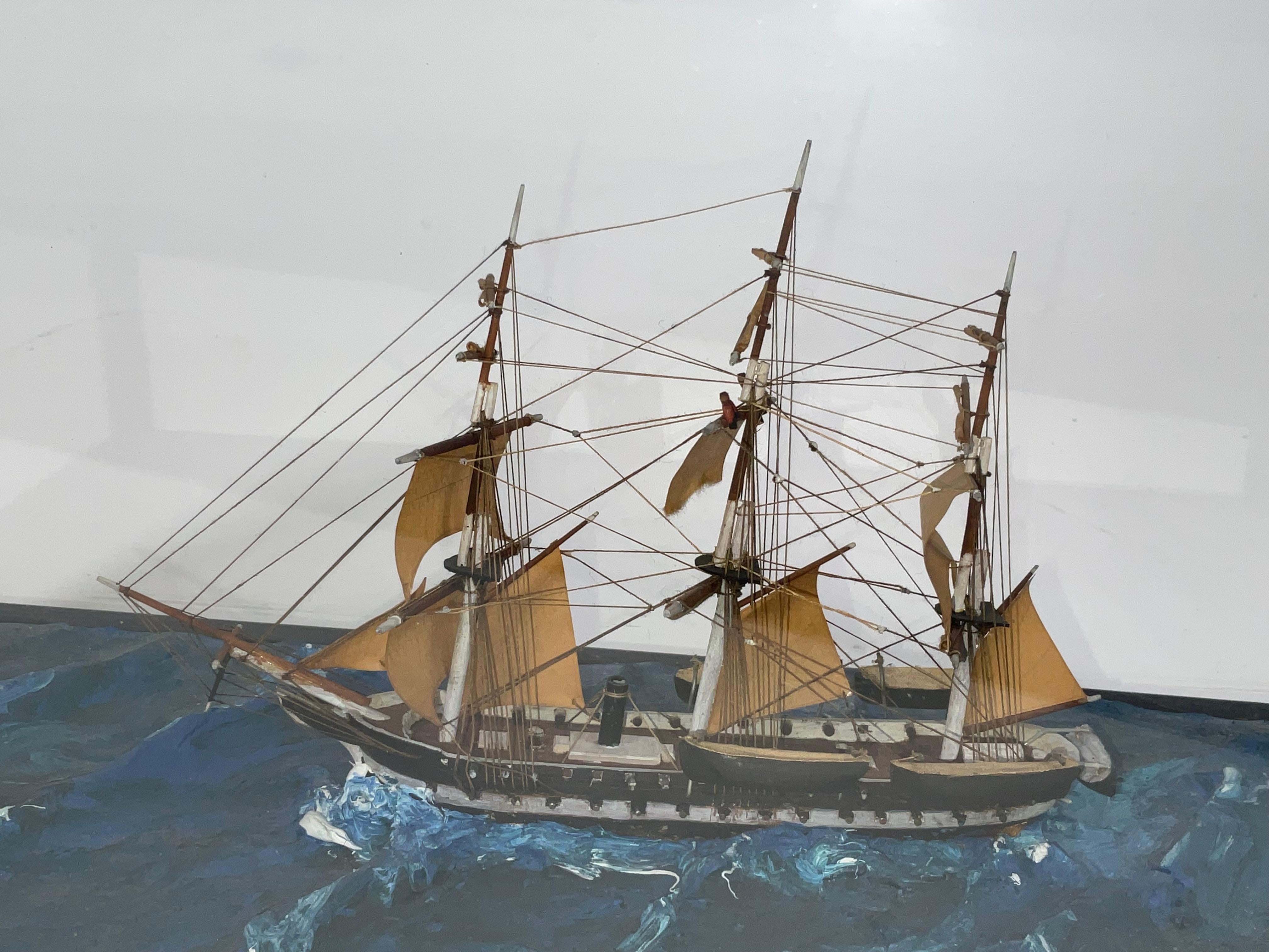 Modèle de bateau Diorama d'un navire à gréement complet en vente 4
