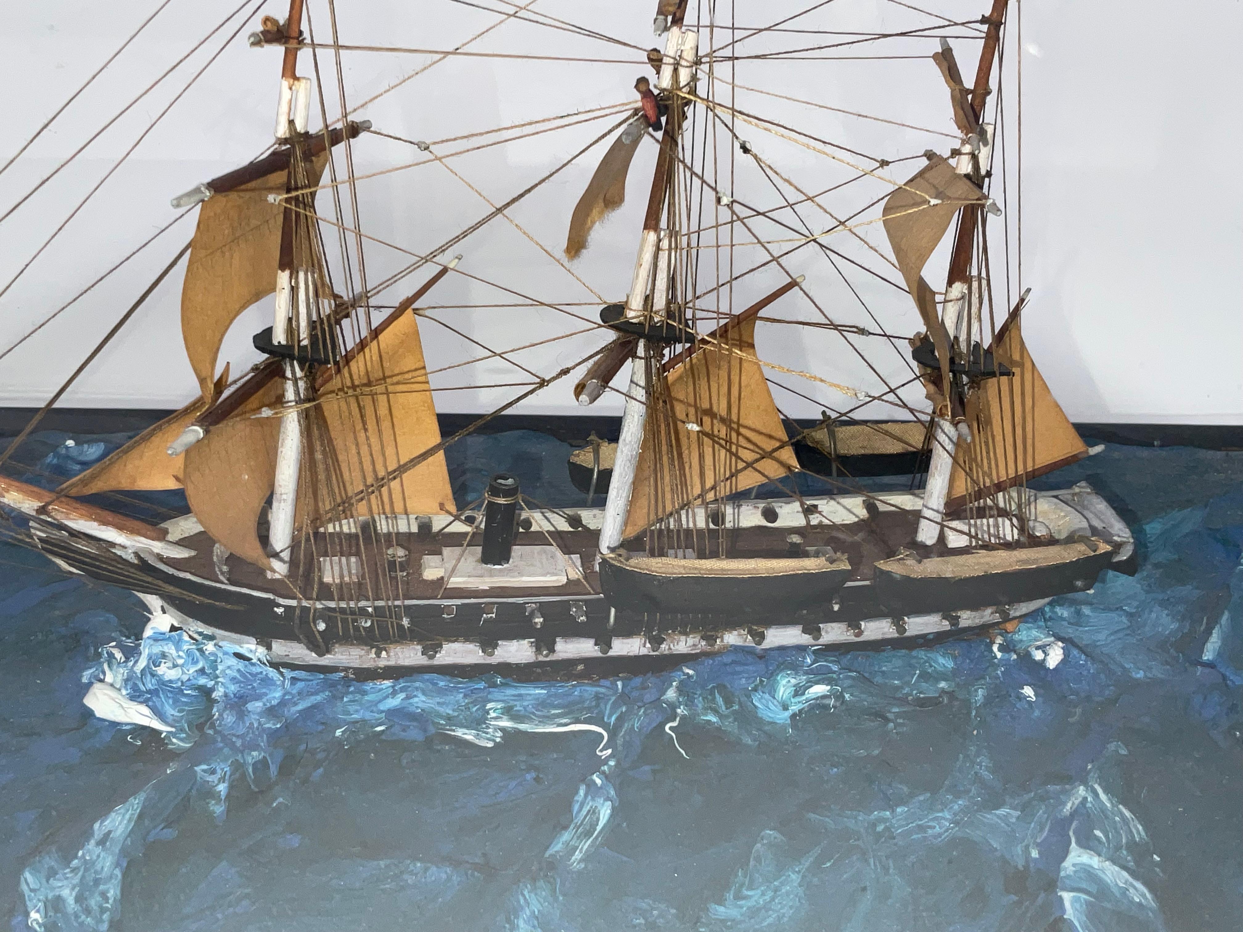 Modèle de bateau Diorama d'un navire à gréement complet en vente 5