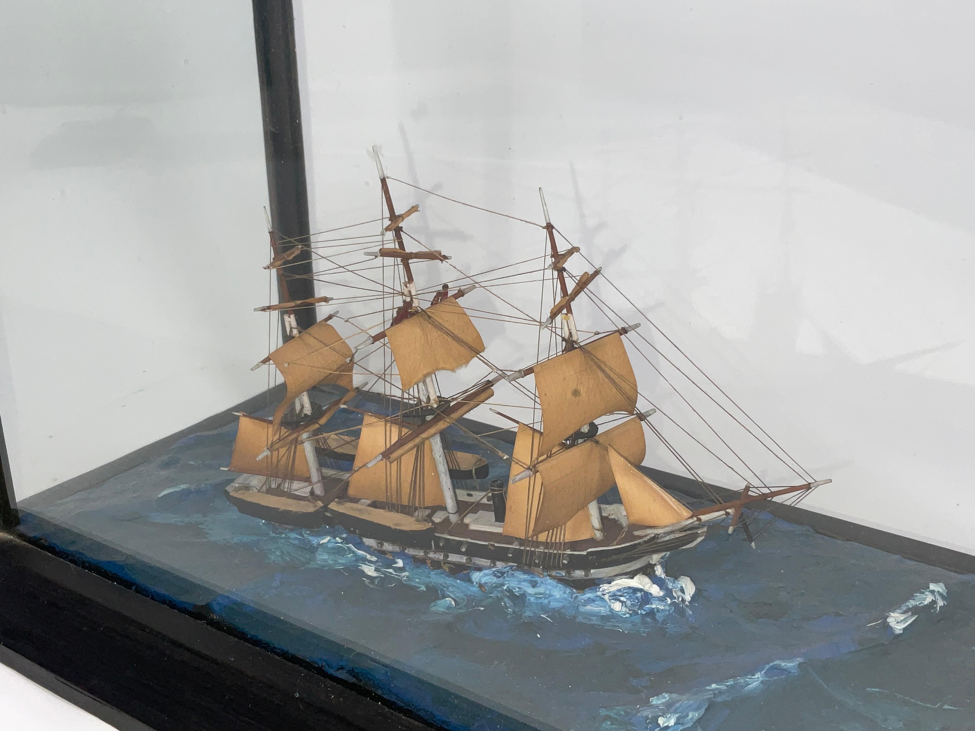 XXIe siècle et contemporain Modèle de bateau Diorama d'un navire à gréement complet en vente