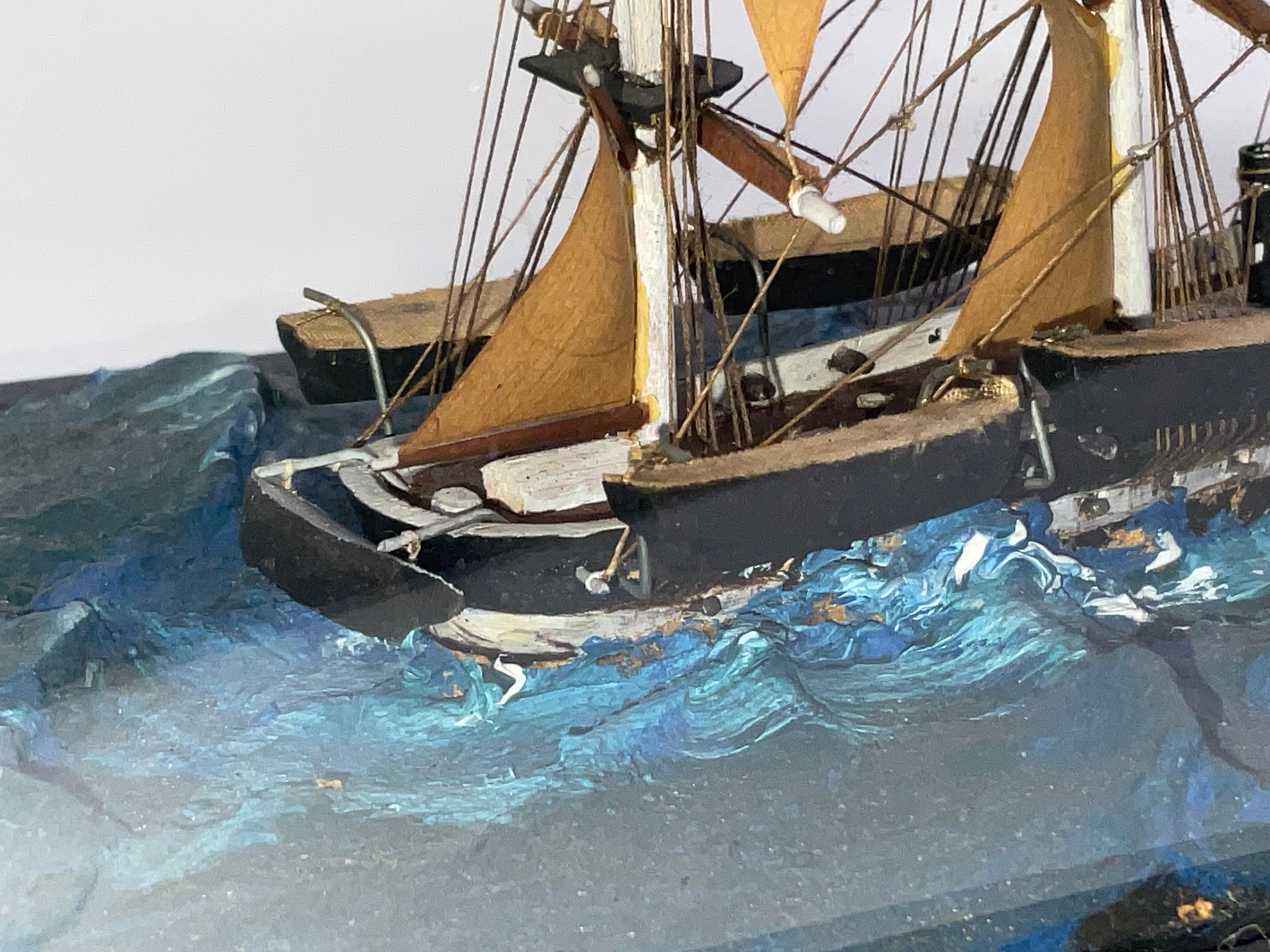 Modèle de bateau Diorama d'un navire à gréement complet en vente 2