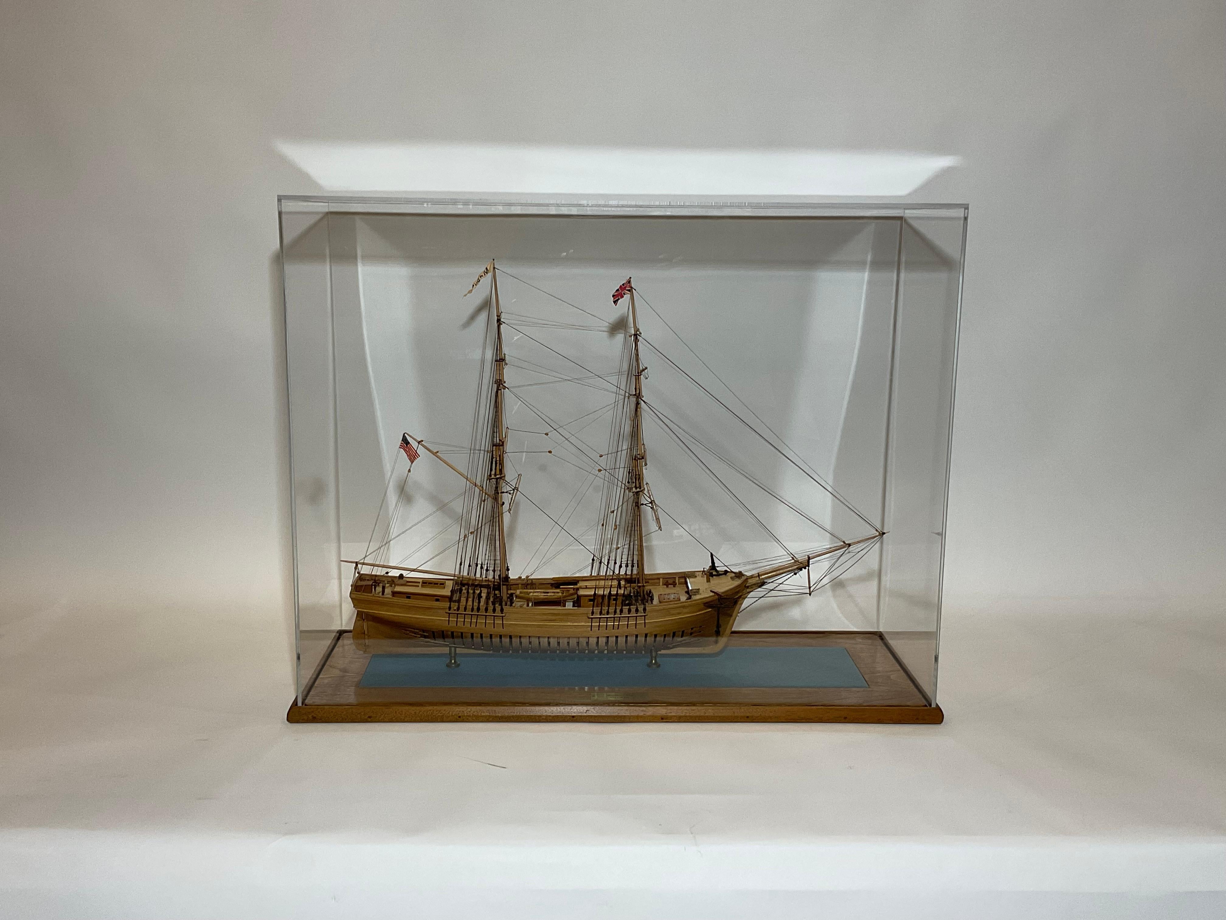 Plank on frame model of the American brig 